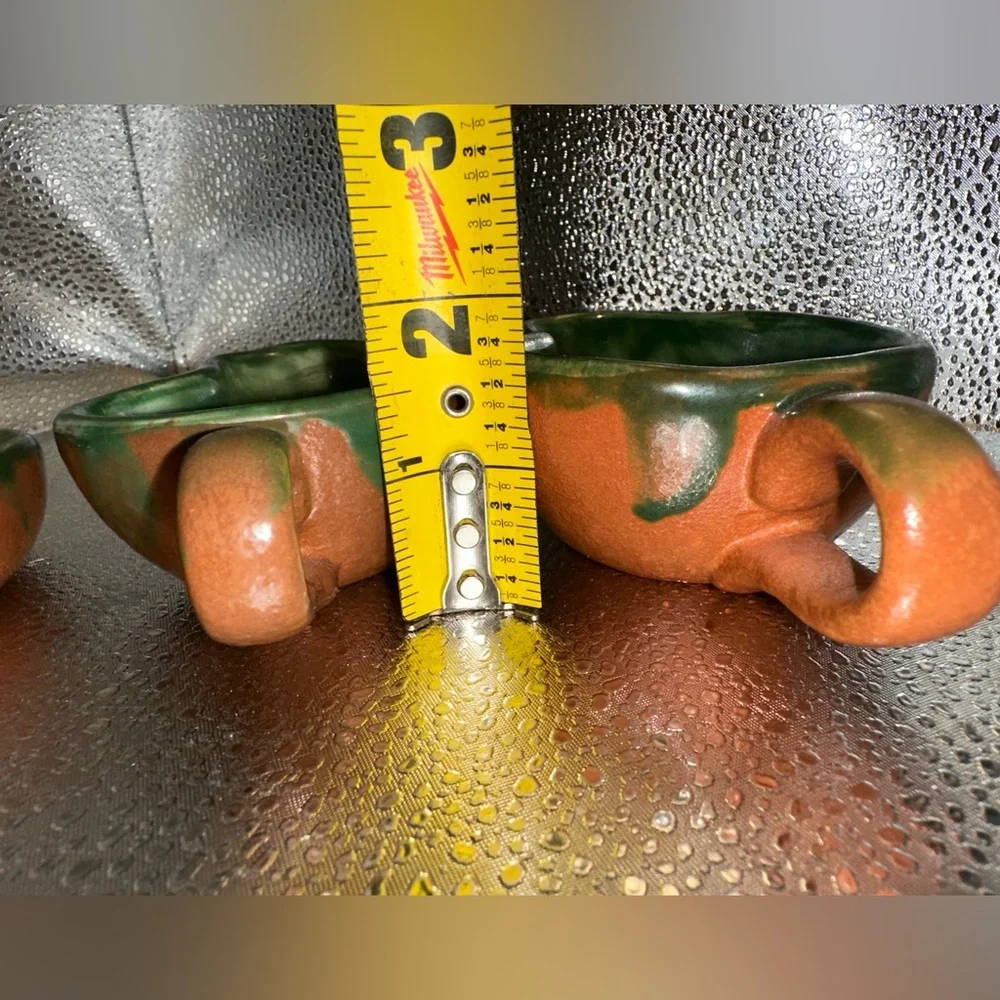 Williams Sonoma Green and Brown Ceramic chili peppers Dish Trio